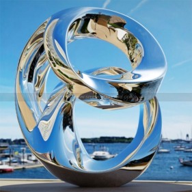 Outdoor abstract mirror polished stainless steel sculpture