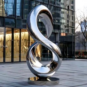 Abstract mirror stainless steel sculpture