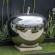 Mirror polished stainless steel apple sculpture