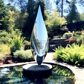 Large Outdoor Garden Mirror Polished Stainless Steel Sculpture