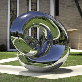 Modern Stainless Steel Abstract Polished Garden Sculptures