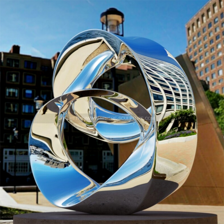 Outdoor abstract mirror polished stainless steel sculpture