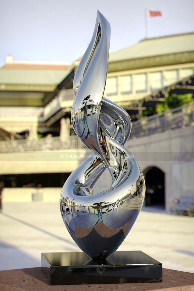 Mirror polished stainless steel modern abstract metal sculpture