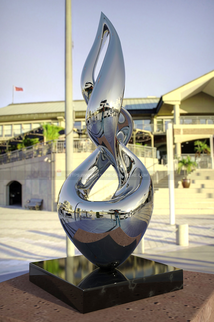 Mirror polished stainless steel modern abstract metal sculpture