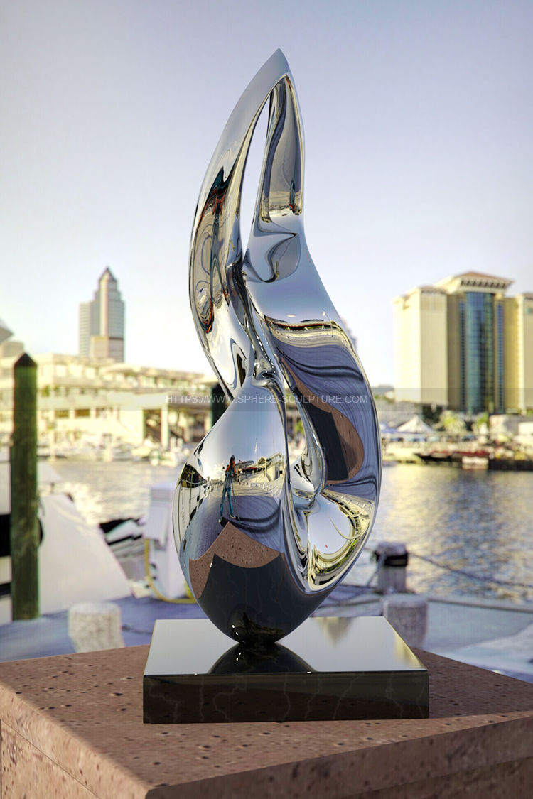 Mirror polished stainless steel modern abstract metal sculpture