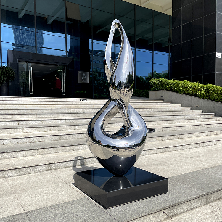 Mirror polished stainless steel modern abstract metal sculpture